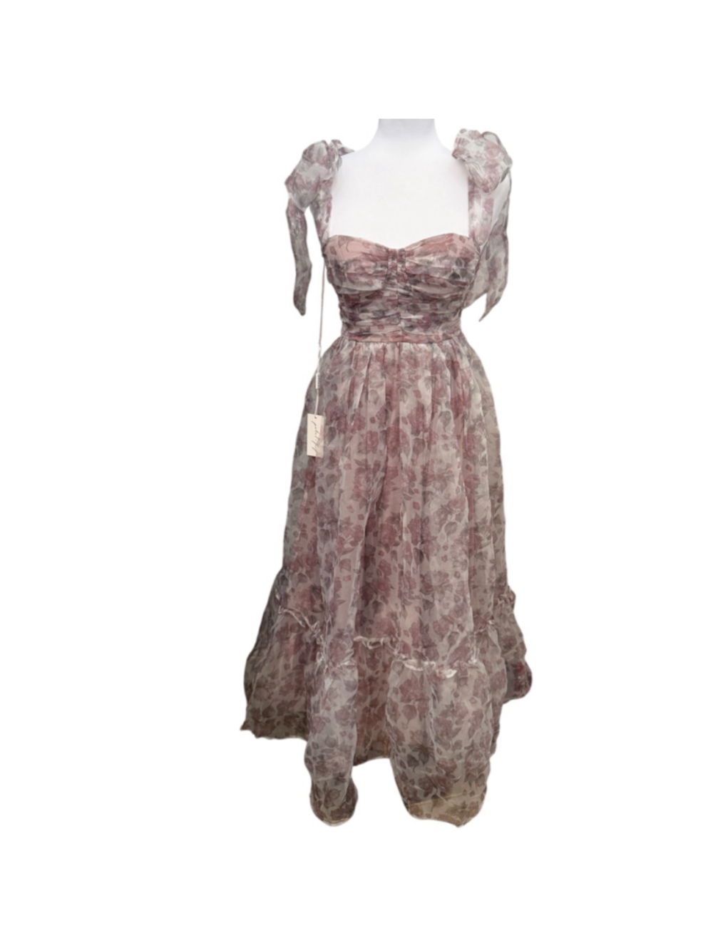 Petal + Pup Floret Midi Dress Floral Pink Purple Tie Shoulder Size S NWT - Picture 3 of 9